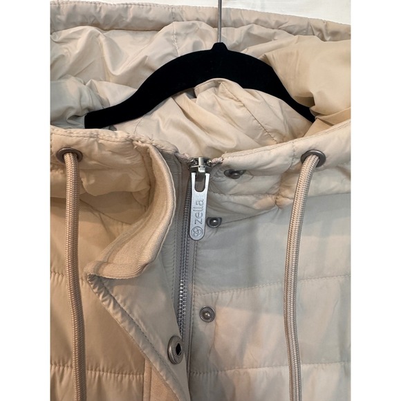 Zella Hybrid‎ Quilted Knit Hooded Jacket Size Large Beige (B) - Picture 10 of 14